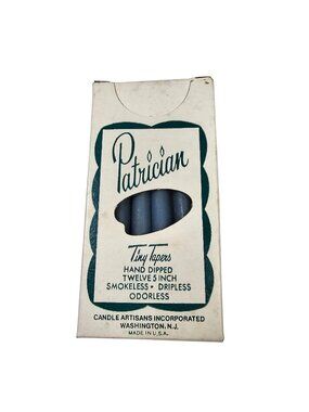 Patrician Tiny Tapers 12ct Blue Hand-Dipped 5" Dripless Candles New In Box